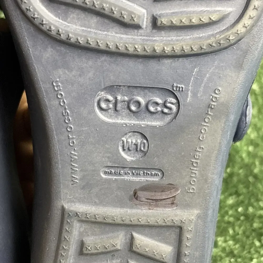 Crocs Patricia Blue Gray Wedge Heel Slides‎ Sandals 10386 Womens Size 10